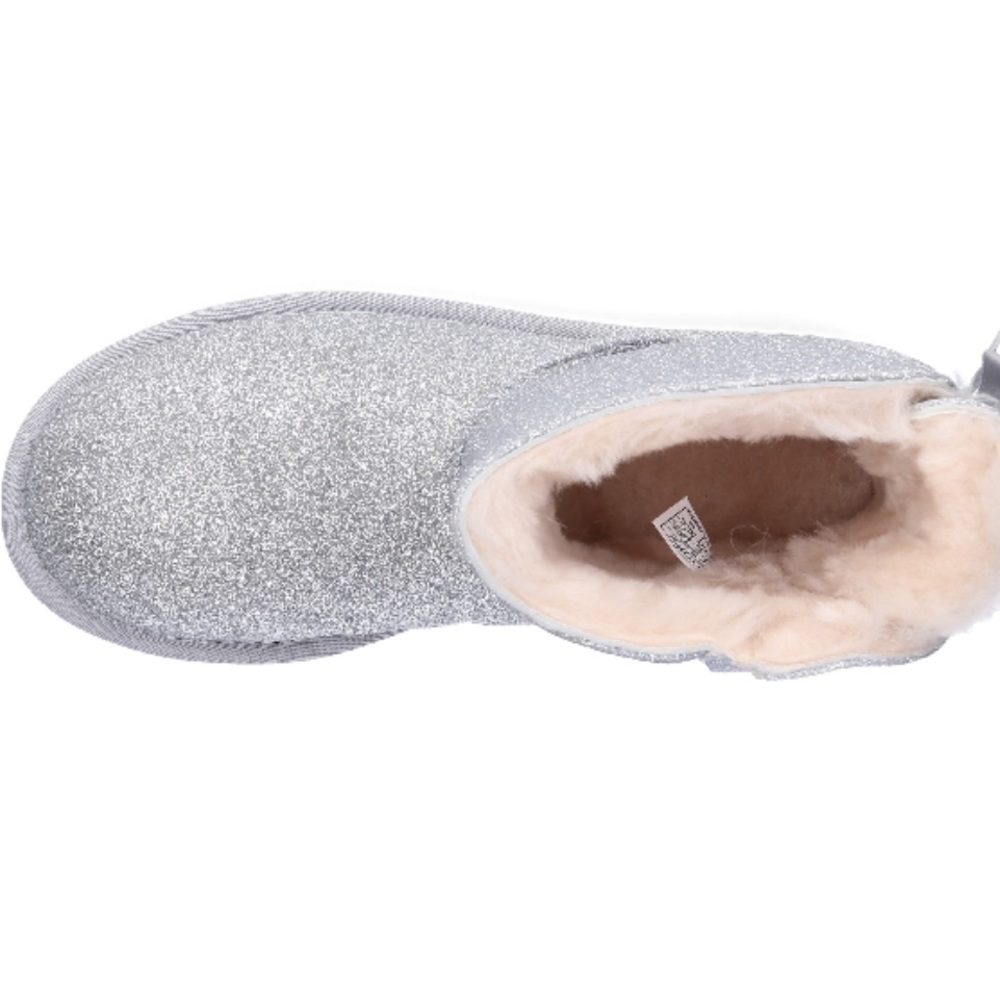 UGG Mini Bailey Bow Silver Sparkle Boots - Picture 8 of 15